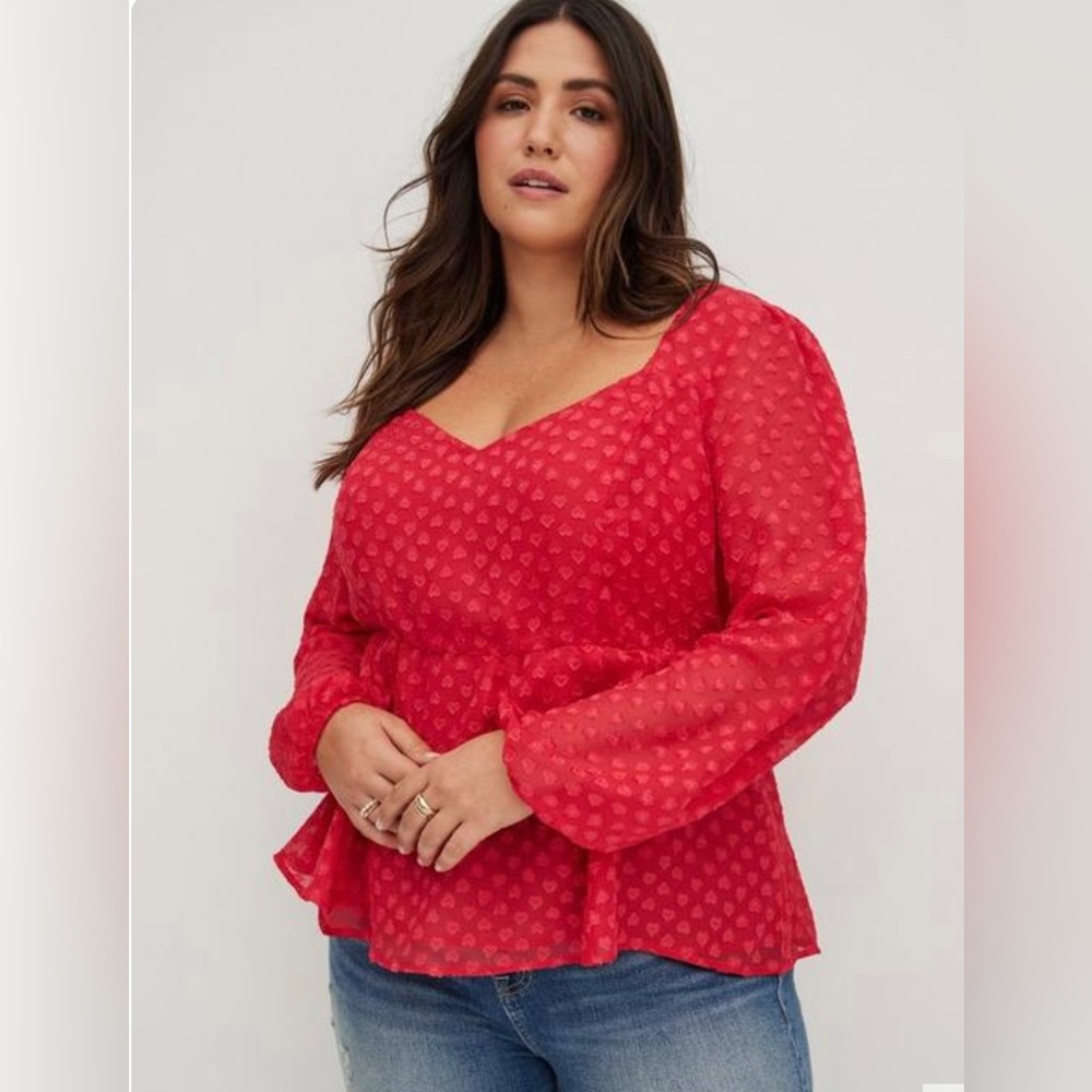 TORRID Peplum Chiffon Clip Heart Blouse - 3X (22/24)